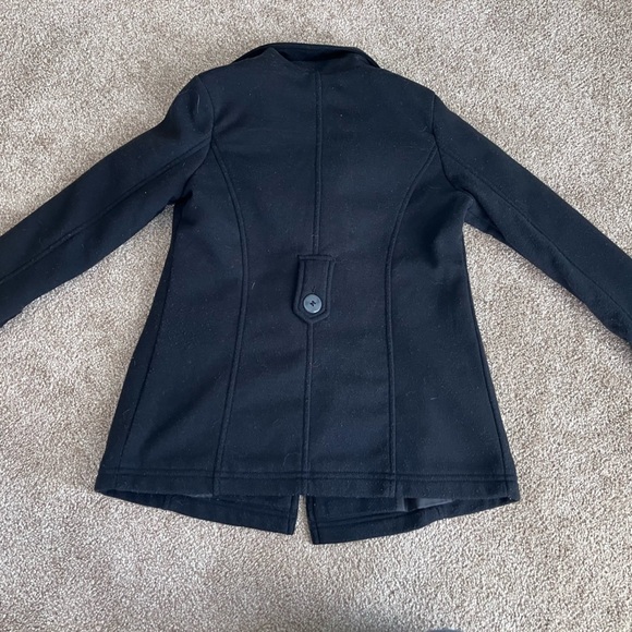 JOUJOU Black 3 Button Pea Coat With Pockets Girl’s Size Small - Picture 2 of 6